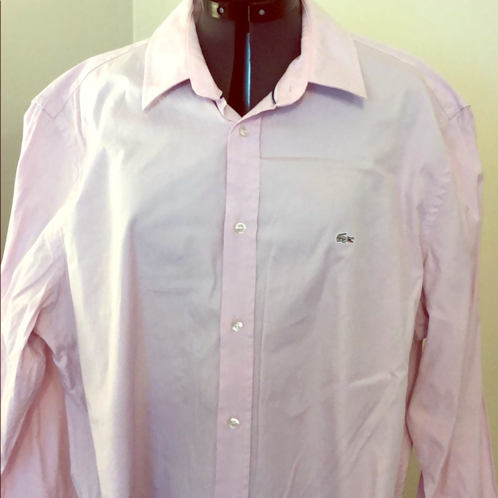 Lacoste regular fit pink button-down dress shirt